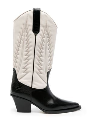 Bone white and black calf leather boots PARIS TEXAS | PX854XTJLTBLACKBONE